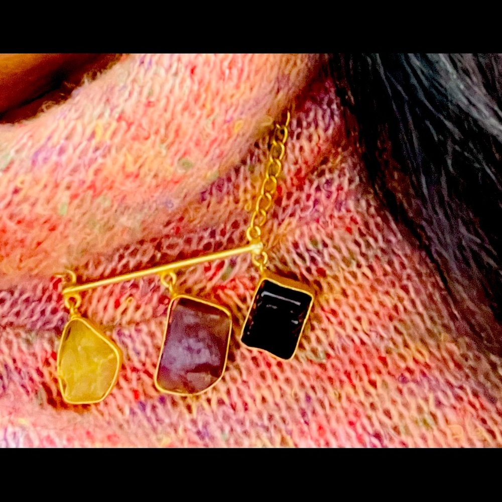 🆕Gorgeous Geometric Gold & Raw Stone Multi  Necklace Set JUST IN